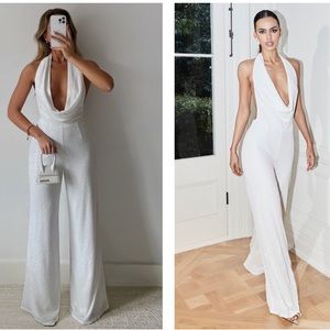 Showpo Julien backless wide leg cowl neck sequin jumpsuit
